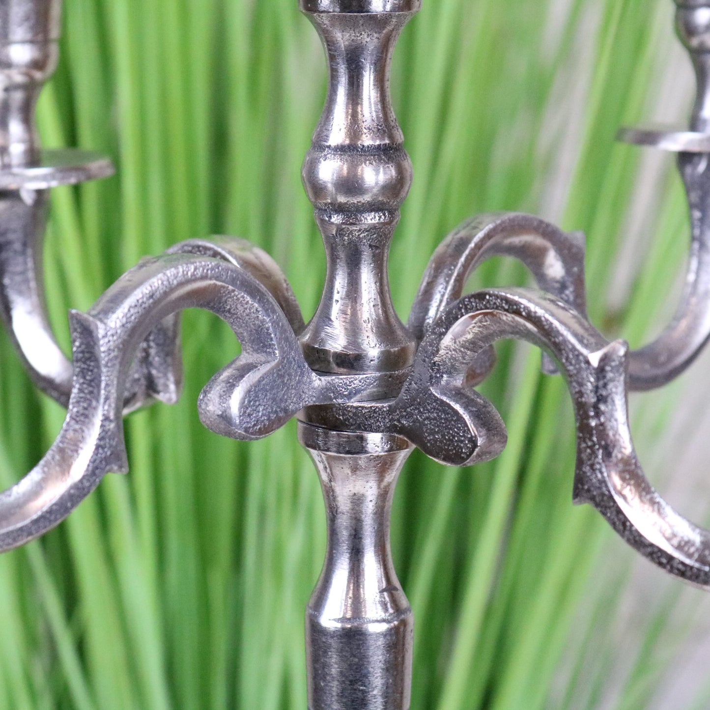Veeha Candelabra Centerpiece 5 Candle Holder 40cm Distressed Silver - Central Joining Point