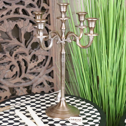 Veeha Candelabra Centerpiece 5 Candle Holder 40cm Champagne Gold - Main Image