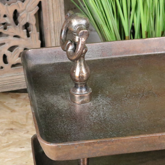 Vintage 2 Tier Serving Tray Copper - Closeup of Handle