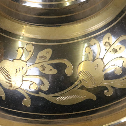 Vintage 90cm Large Brass Vase Hand Etched - Closeup of Etching