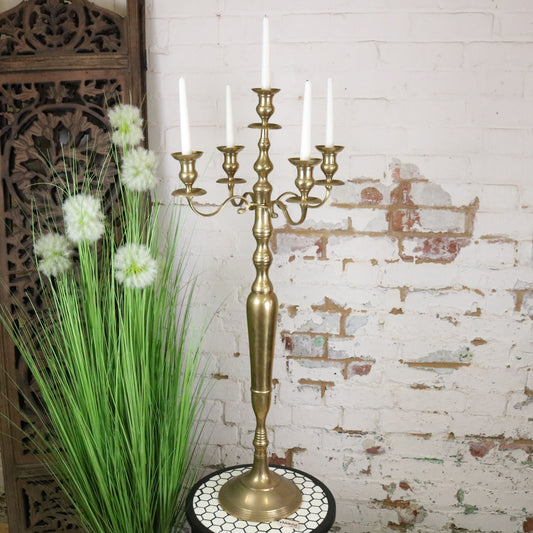 Vintage Brass Candelabra 100cm 5 Candle - Main Image