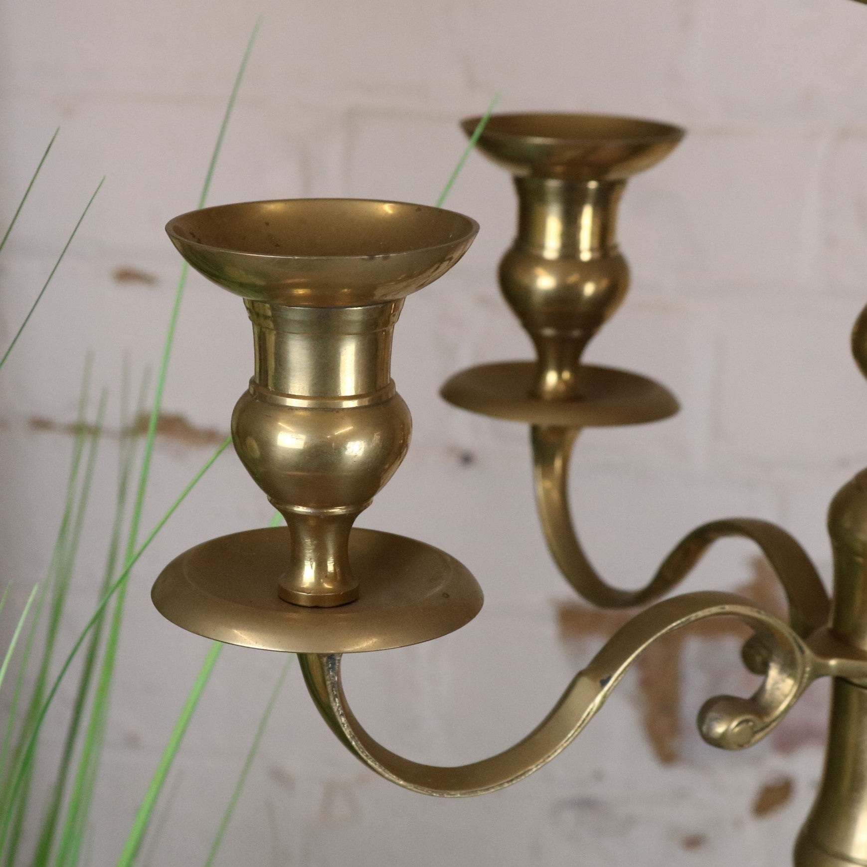 Vintage Brass Candelabra 100cm 5 Candle - Closeup Candle Holder without Candle