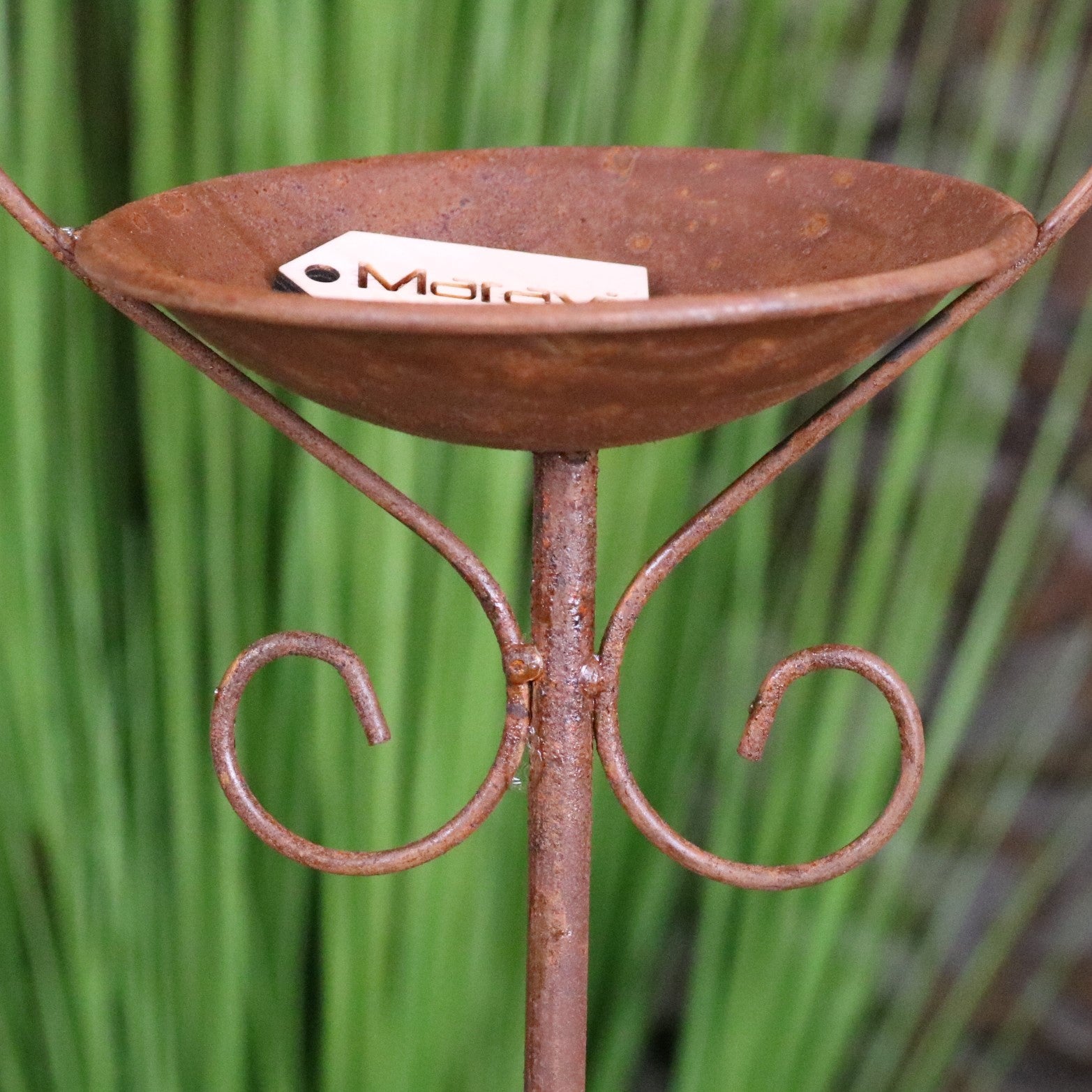 Virala Heart Shape Bird Feeder Rusted Metal Finish - Closeup of Bird Feeder Dish