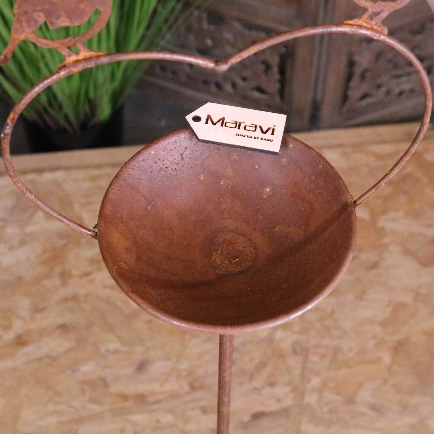 Virala Heart Shape Bird Feeder Rusted Metal Finish - Top View