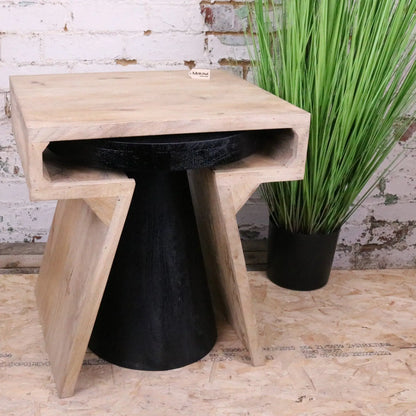 Vireli Side Table Set of 2 Rectangular and Round - Nested Front View