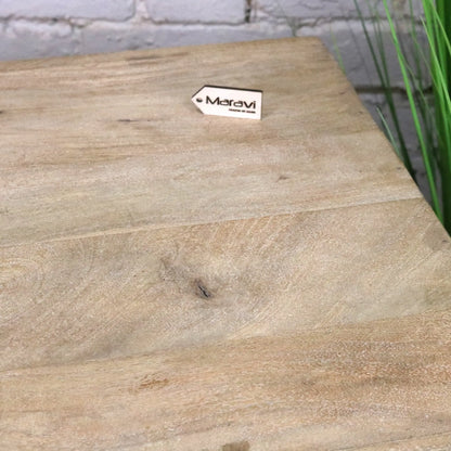 Vireli Side Table Set of 2 Rectangular and Round - Closeup of Wood Grain 