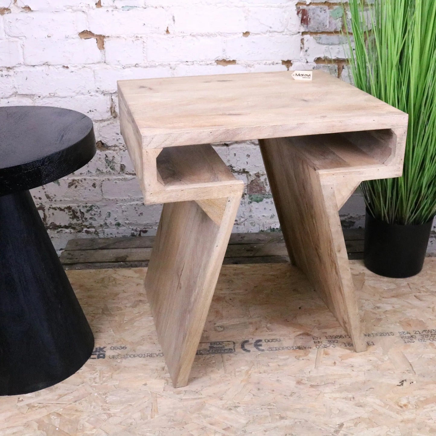 Vireli Side Table Set of 2 Rectangular and Round - Front View of Rectangular Table