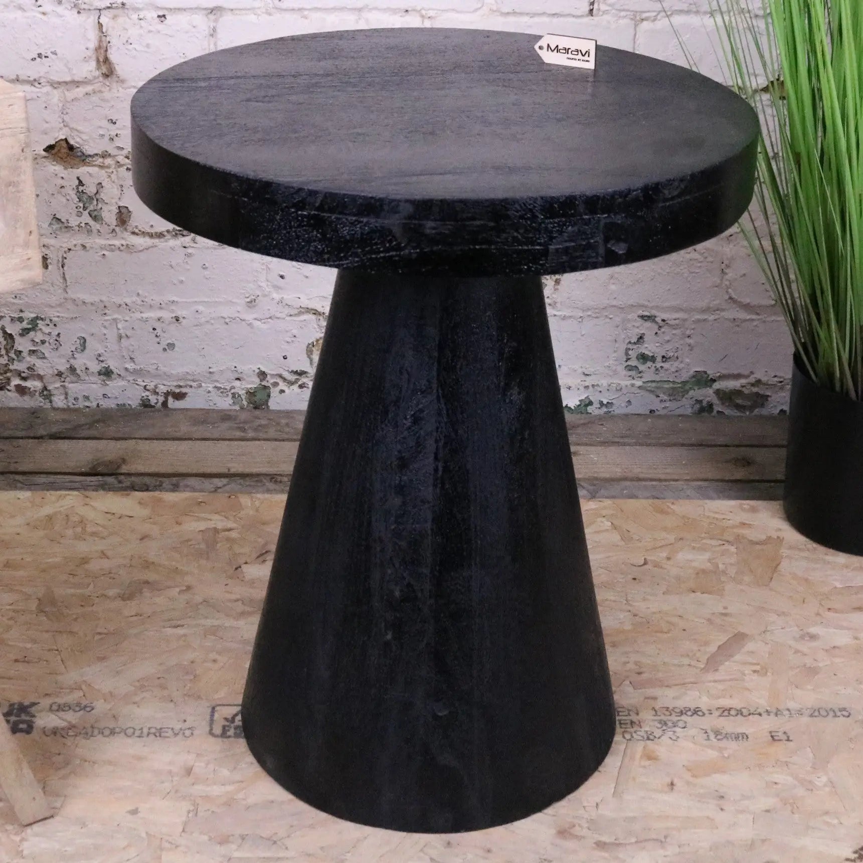 Vireli Side Table Set of 2 Rectangular and Round - Front View of Round Table