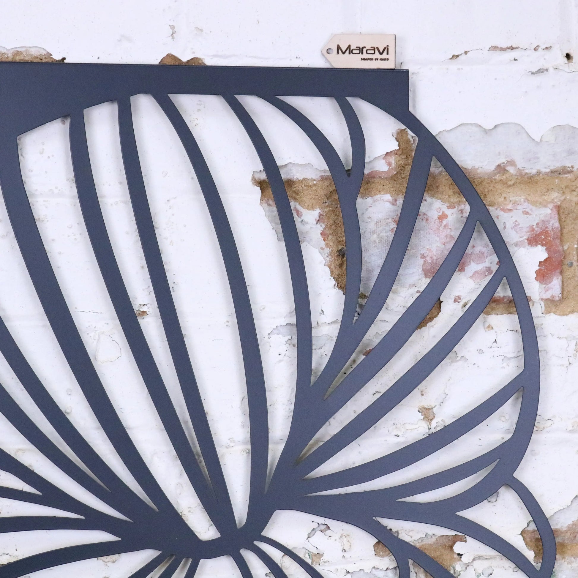 Yuveta Metal Black Wall Art Poppy Design - Closeup of Poppy Cut-out