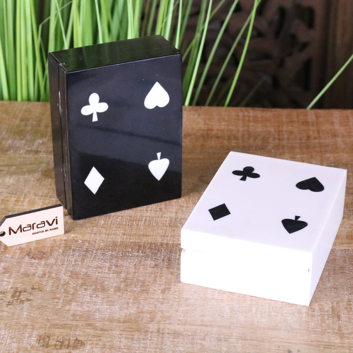 Zarita Luxury Playing Card Box Black and White - Main Image