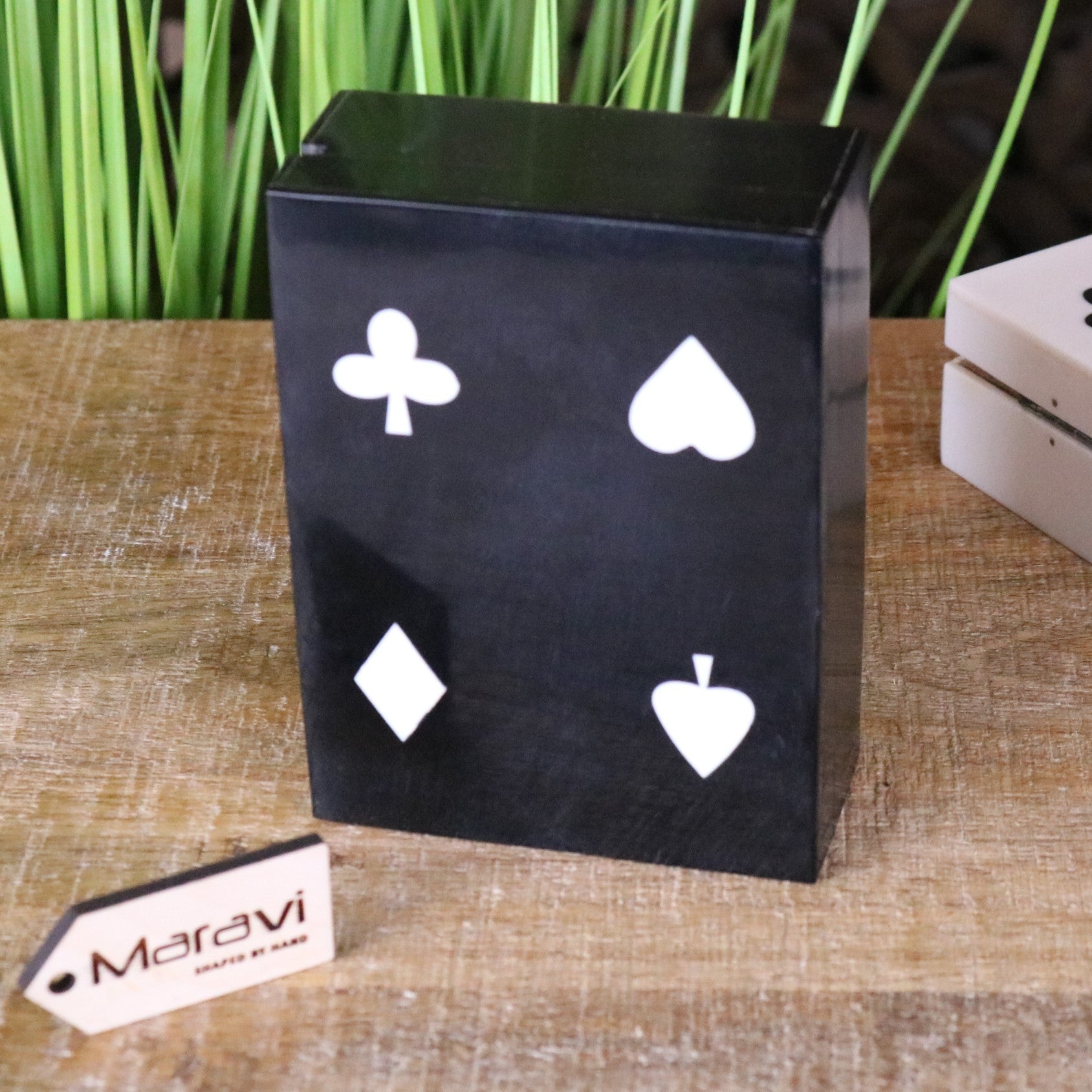 Zarita Luxury Playing Card Box Black and White - Black Main Image