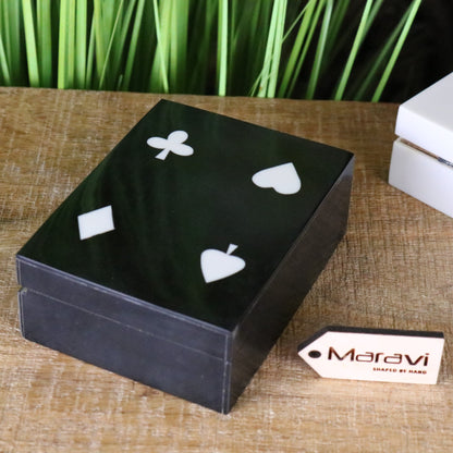 Zarita Luxury Playing Card Box Black and White - Black Box Top View