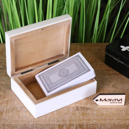 Zarita Luxury Playing Card Box Black and White - White Box Opened