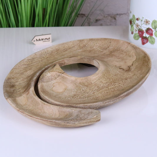 Zayana Swirl Mango Wood Wooden Serving Dish - Main Image