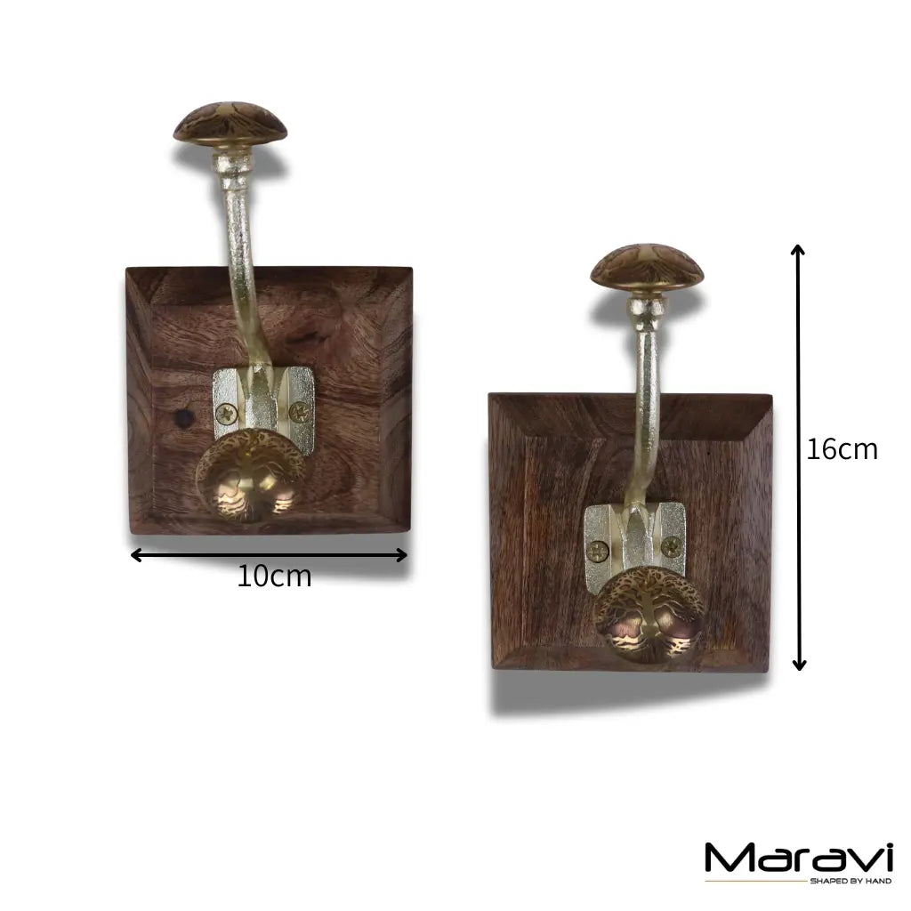 Zerika Antique Gold Coat Hooks Set of 2 - Dimensions