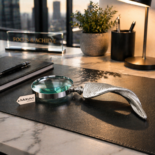Zorani Magnifying Glass Vintage Style Silver Horn Handle - Lifestyle Image