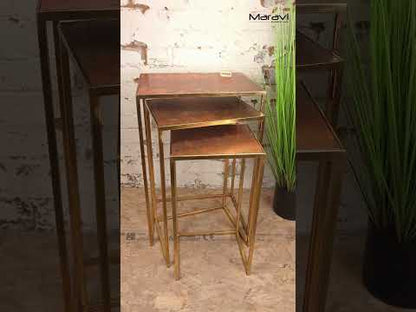 Itawa Tall Nest of Tables Gold Frame and Copper