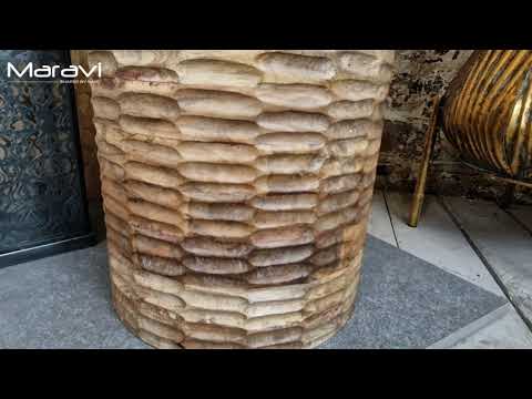Reiek Wooden Carved Pedestal Side Table Product Video