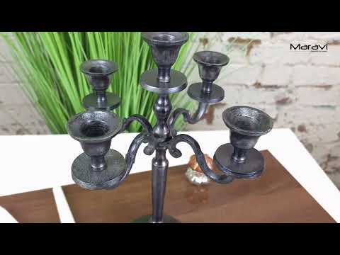 Veeha Candelabra Centerpiece 5 Candle Holder 30cm Gunmetal Silver Product Video