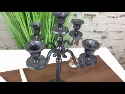 Veeha Candelabra Centerpiece 5 Candle Holder 30cm Gunmetal Silver Product Video