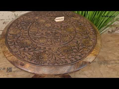Manka Round Wooden Pedestal Side Table Product Video