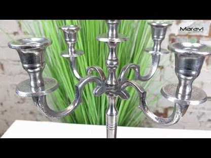 Veeha Candelabra Centerpiece 5 Candle Holder 40cm Distressed Silver Product Video