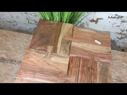 Tanvya Wooden Square Side Table 4 Section Live Edge Design