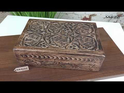 Darika Large Hand Carved Wooden Box