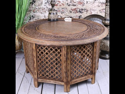 Matanga Round Wooden Coffee Table Hand Carved