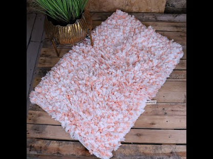 Varam Fluffy Recycled Rug White and Orange 60x90cm