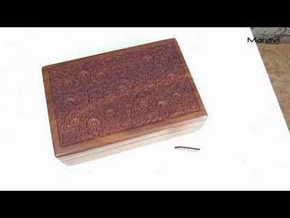 Gavira Large Hand Carved Wooden Box