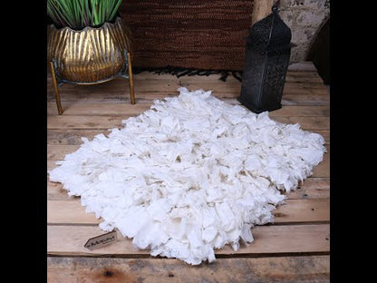 Madayi Rag Rug Recycled White Cotton 45x60cm