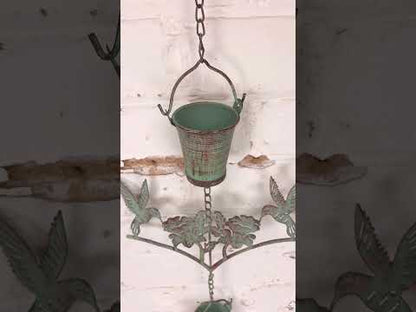 Sarika Birds Rain Chain with Bell Rustic Green