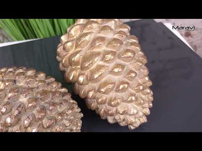 Kurki Set of 3 Antiqued Gold Pinecones Ornaments