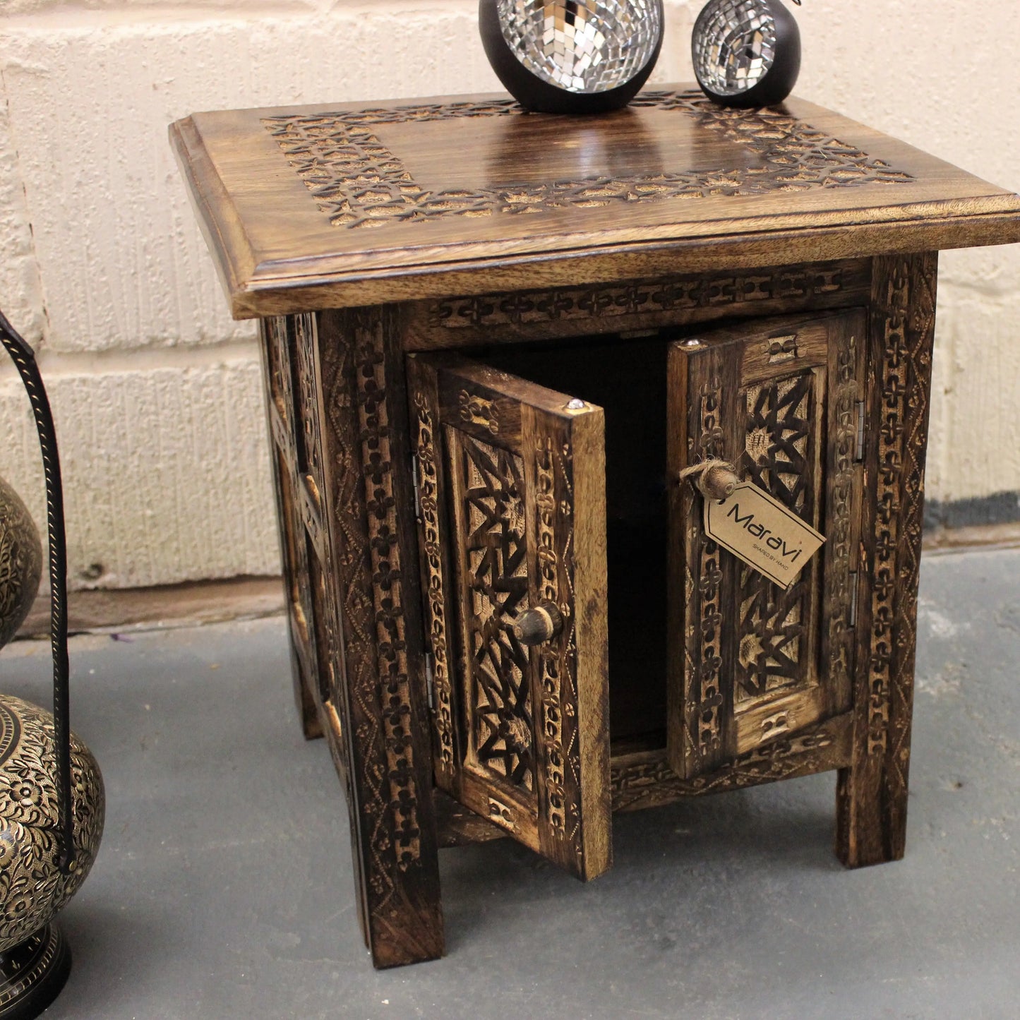 Dal Small Moroccan Style Side Table Doors Open