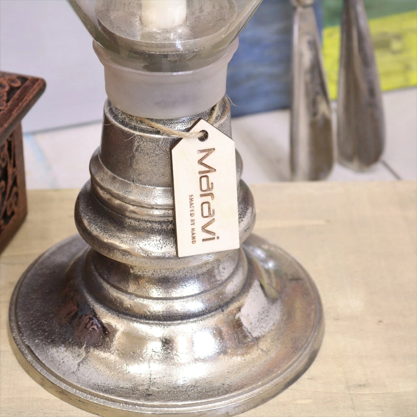 Badli Vintage Glass Hurrican Candle Holder Maravi