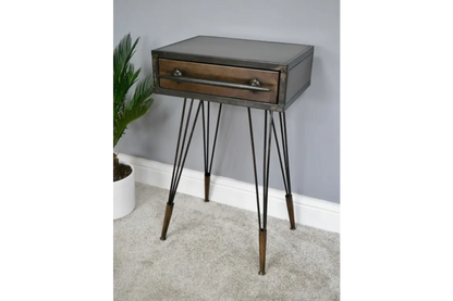 Kukuti Industrial Metal Bedside Cabinet Angled Side View