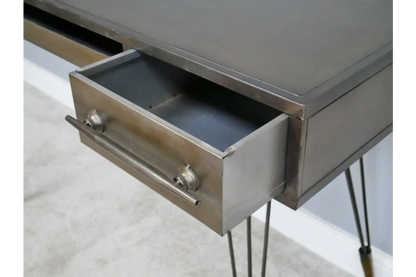 Kukuti Industrial Metal Desk Closeup of Drawer