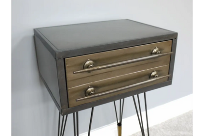 Nephari Industrial 2 Drawer Bedside Cabinet Top View