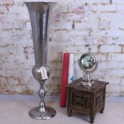 Chuhar Tall Metal Vase Distressed Silver Main Image