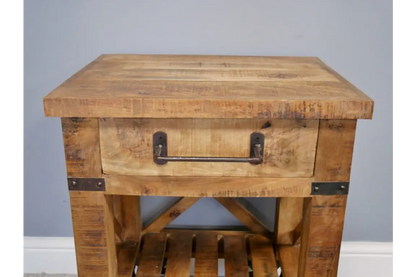 Panderi Railway Style Side Table with Drawer Top View