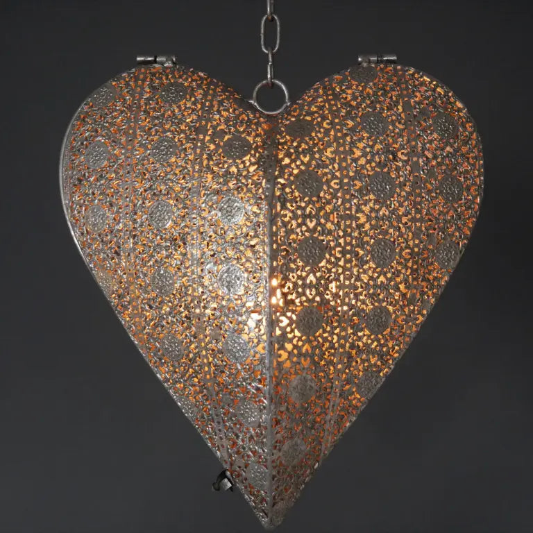 Lata Heart Decoration Hanging Tea Light Lantern - Main Image