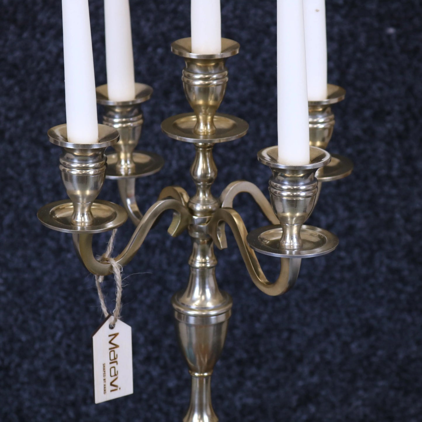 Baloki Antiqued Candle Holder 5 Candle Tabletop Candelabra 42cm