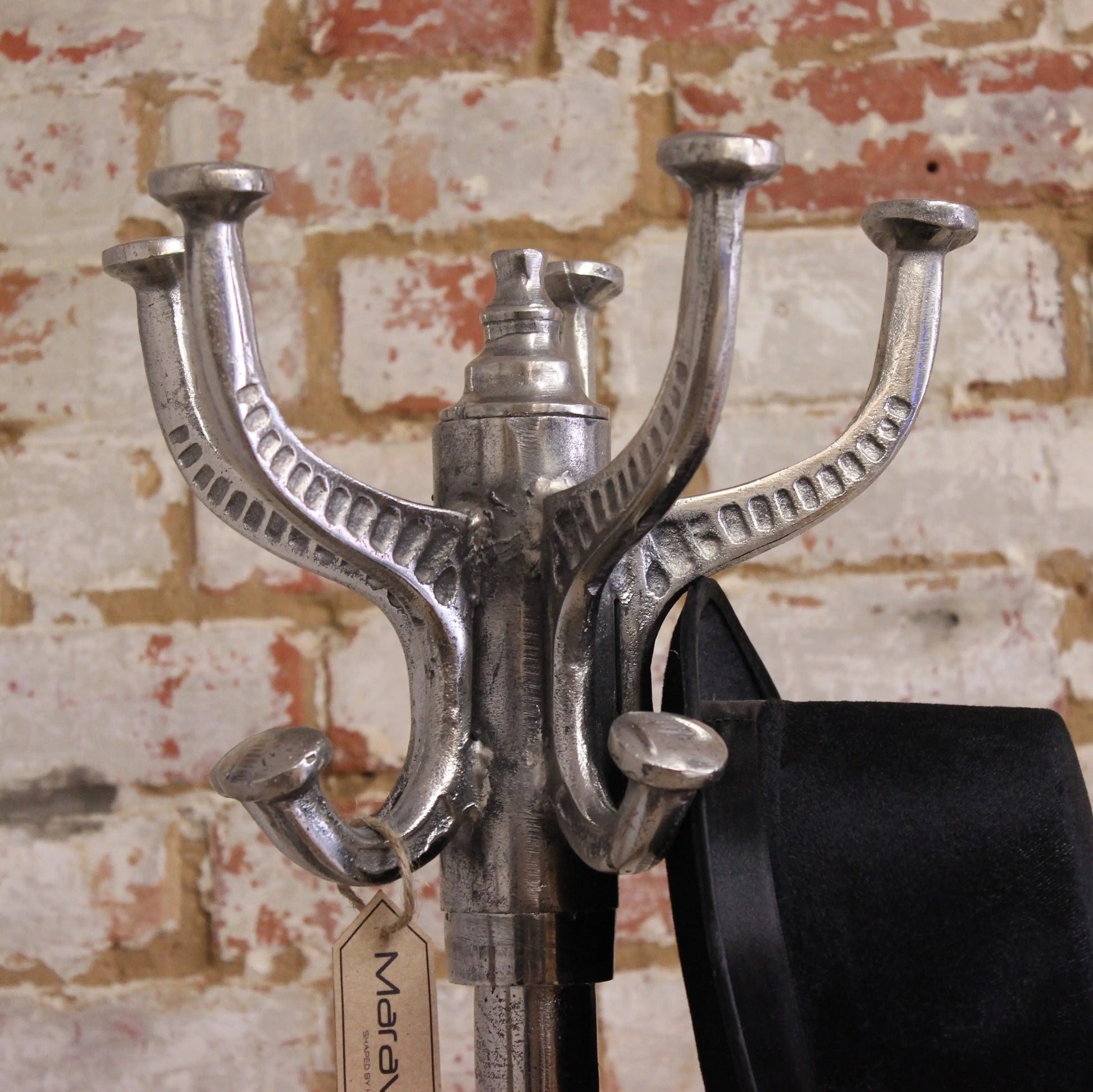 Ural Vintage Metal Coat Stand Umbrella Holder Hooks Closeup
