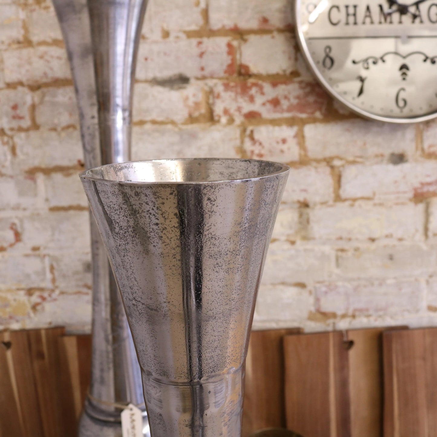 Meda Decorative Tall Metal Vase Distressed Detail Closeup