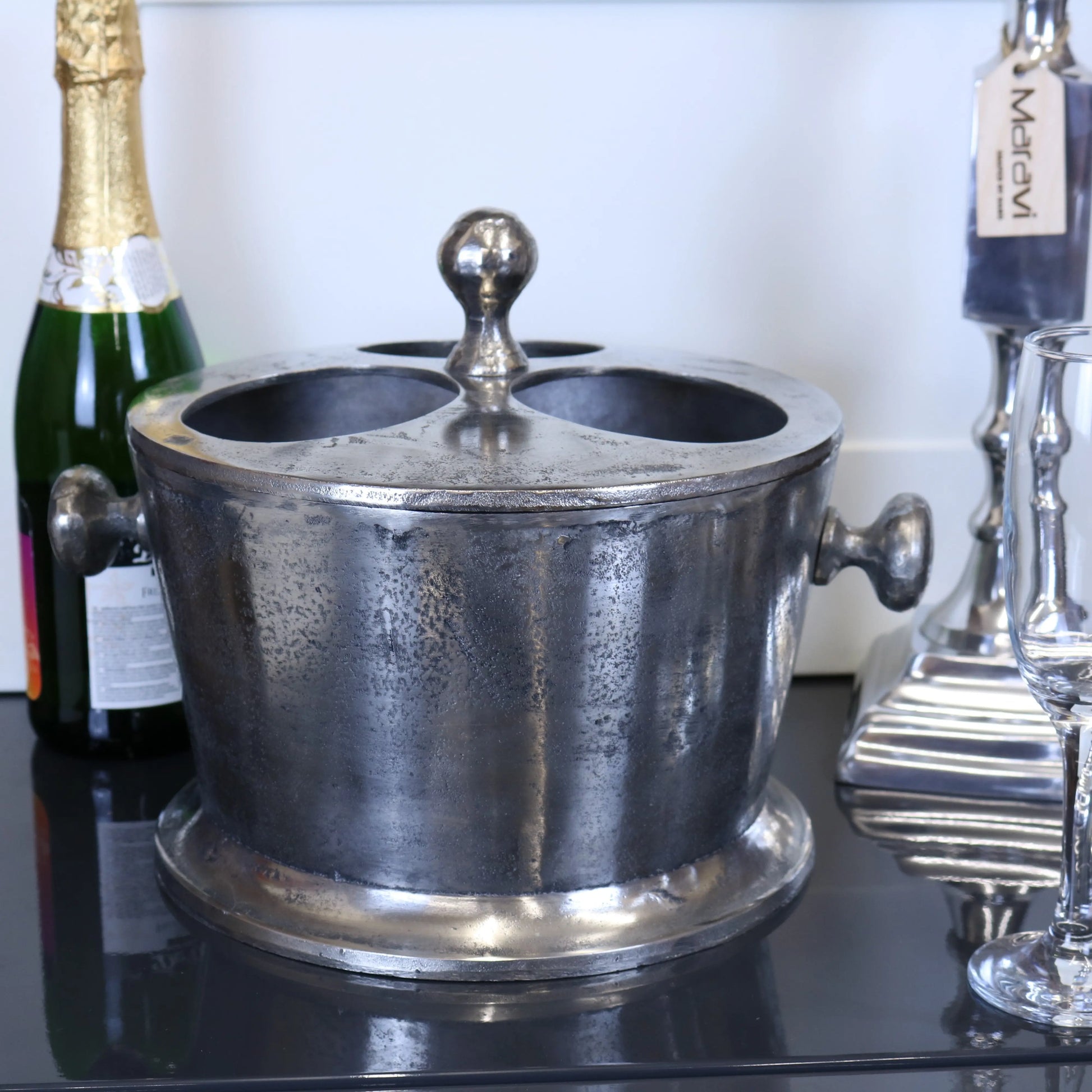 Chuhan Wine Ice Bucket 3 Bottle Section with Lid Empty View