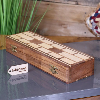 Deori Sheesham Wood Cribbage Game Set - Side View