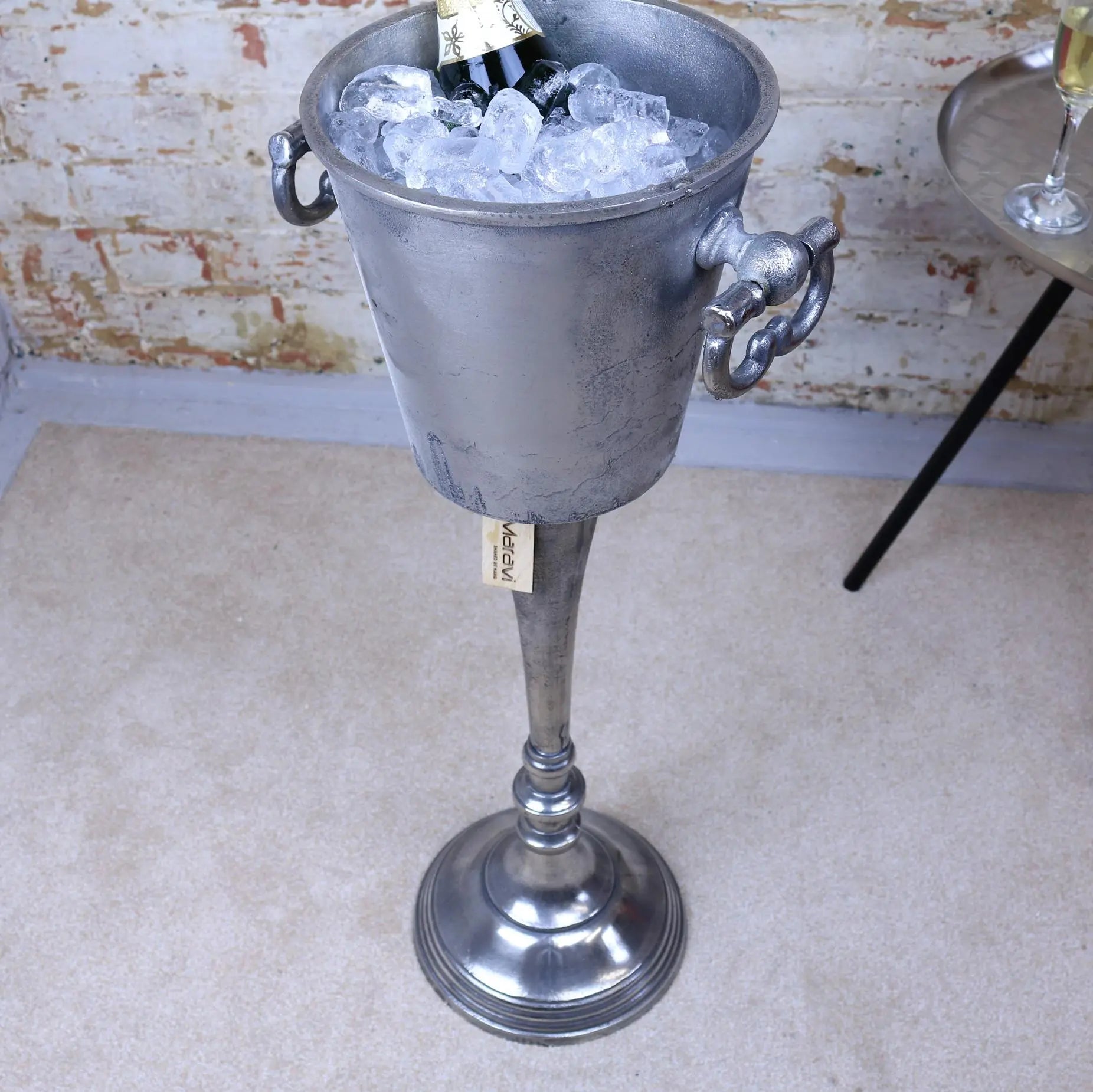 Indus Floor Standing Champagne Ice Bucket Angled Side View