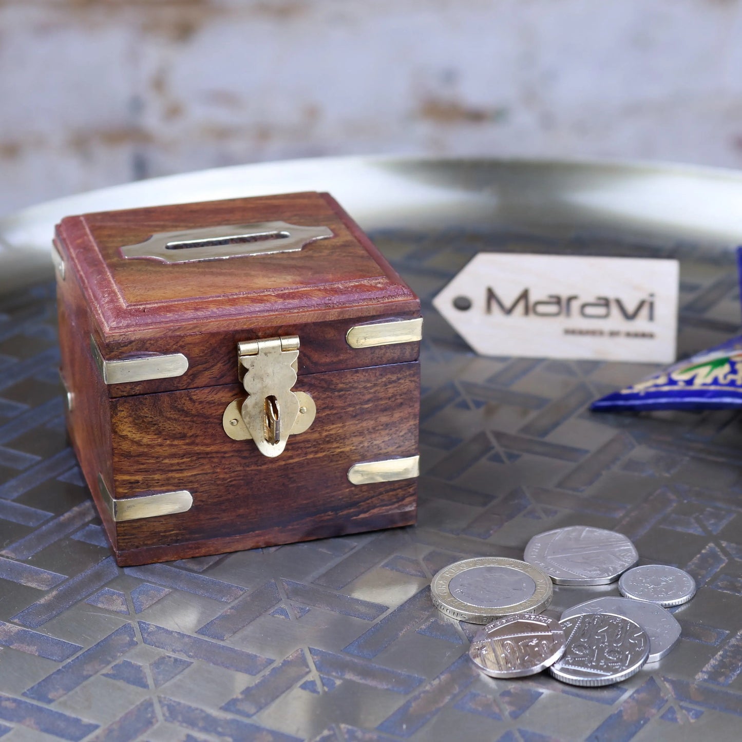 Puria Mini Wooden Money Box Main Image