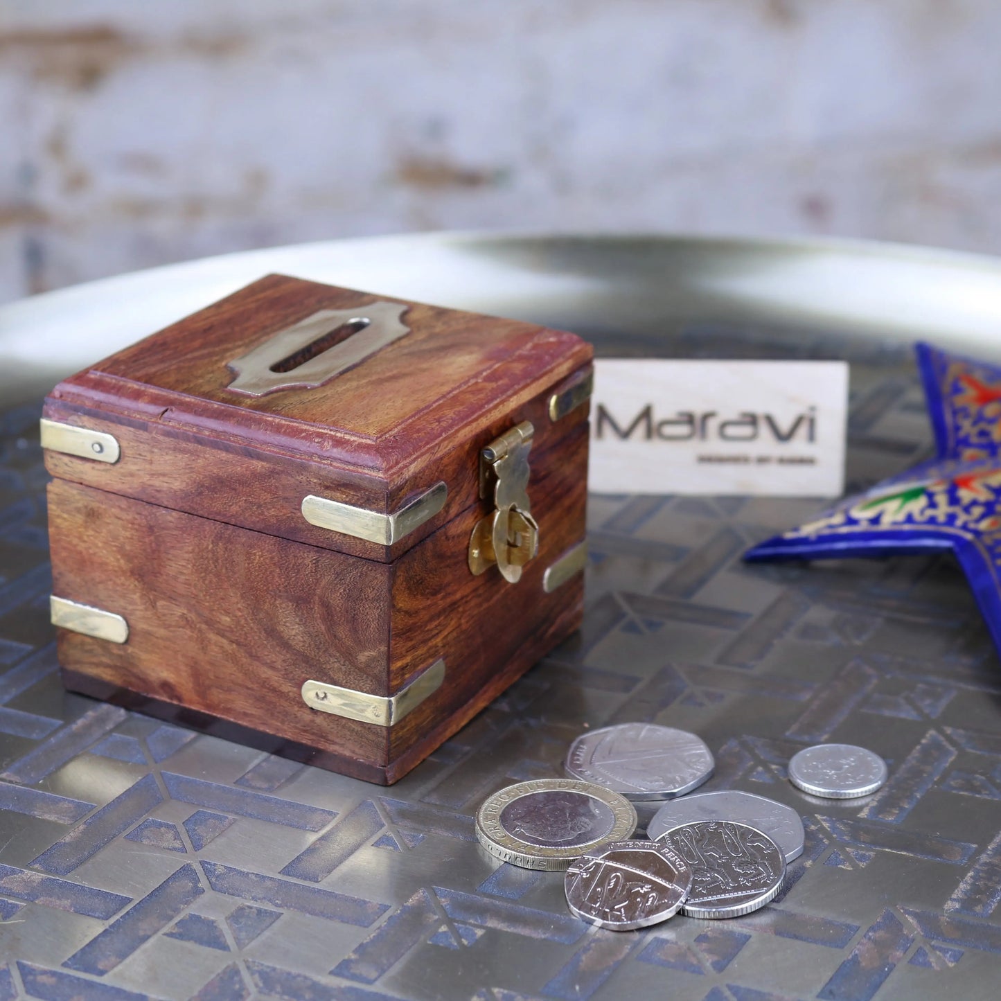 Puria Mini Wooden Money Box Side View